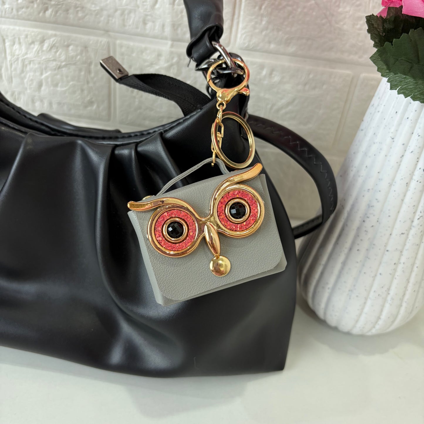 Owl Leather Bag Charm