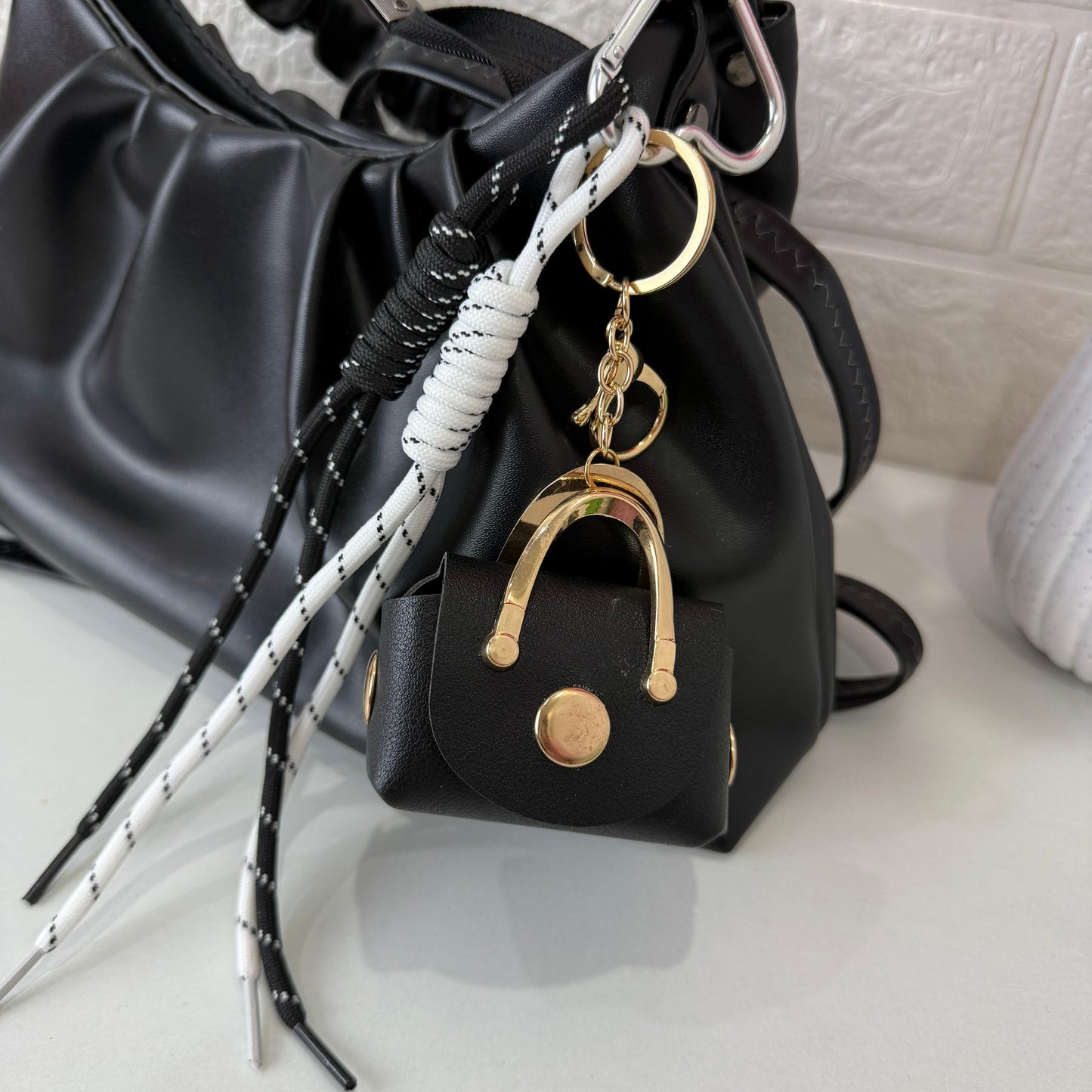 Mini Cute Bag Charm - Black
