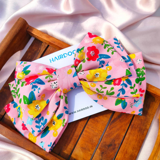 Floral pink bow
