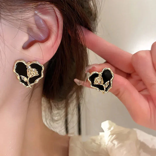 Heart Cute Earring - Black