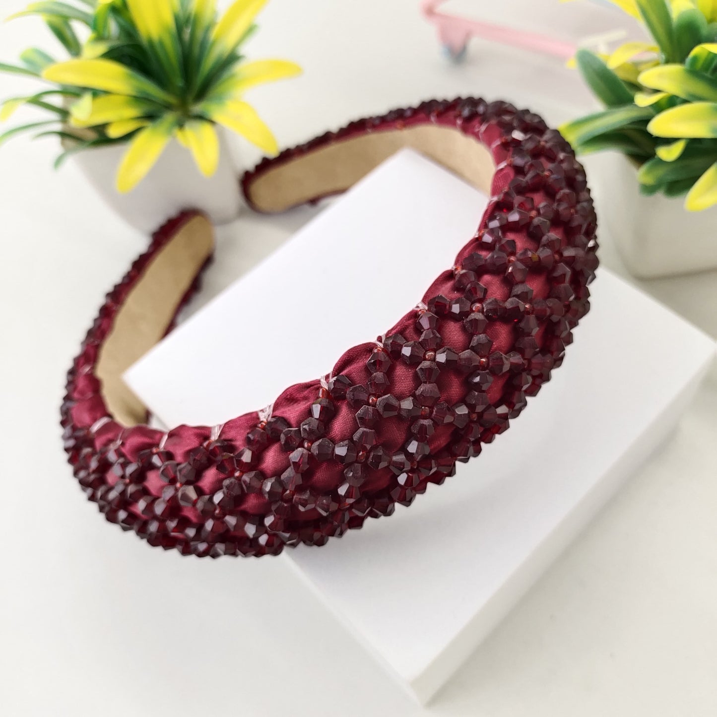 Wide Crystal Satin Headband