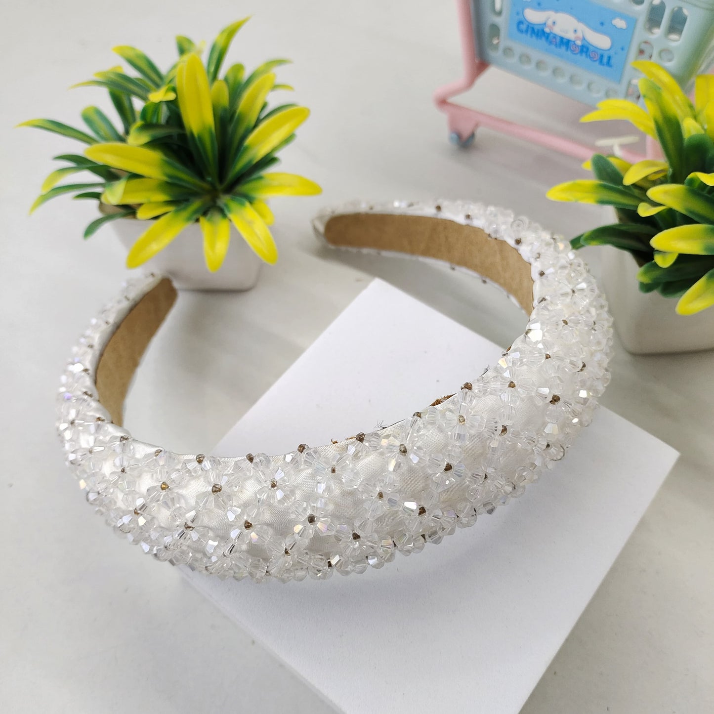 Wide Crystal Satin Headband