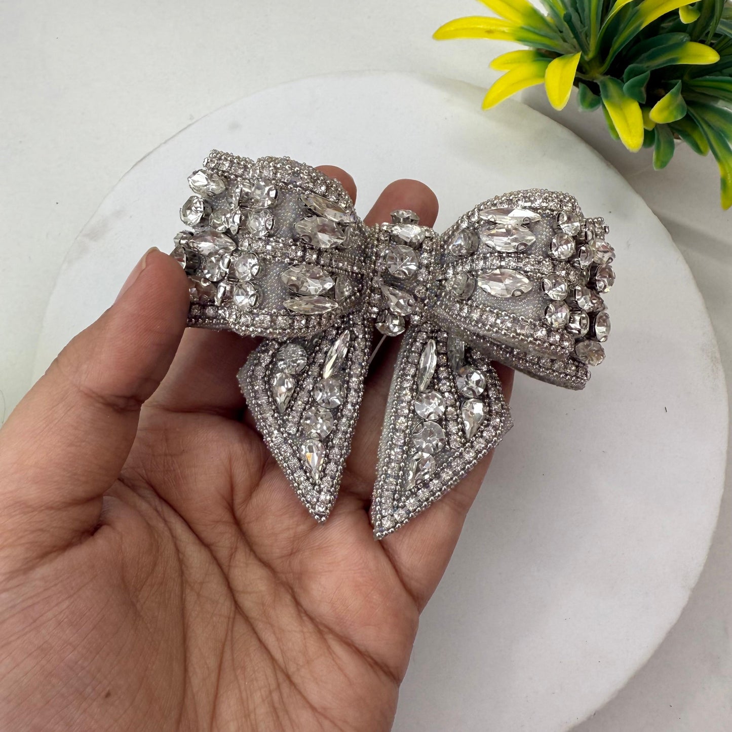 RhineStone Bow - Silver