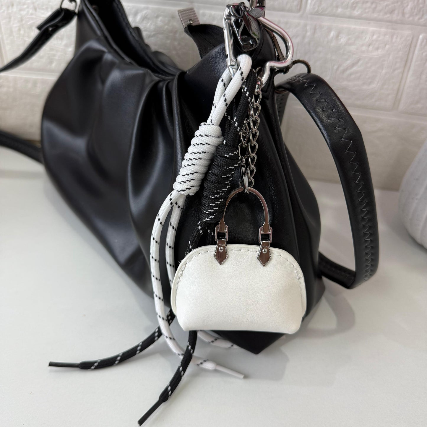 Mini Cute Bag Charm - White