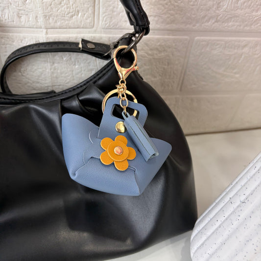 Mini Floral Blue Bag Charm