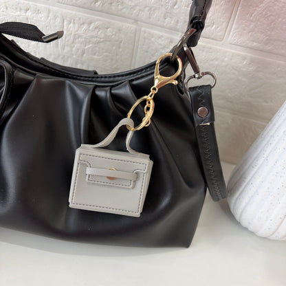 Grey Leather Bag Charm
