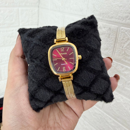 Maroon Gold Vintage Watch