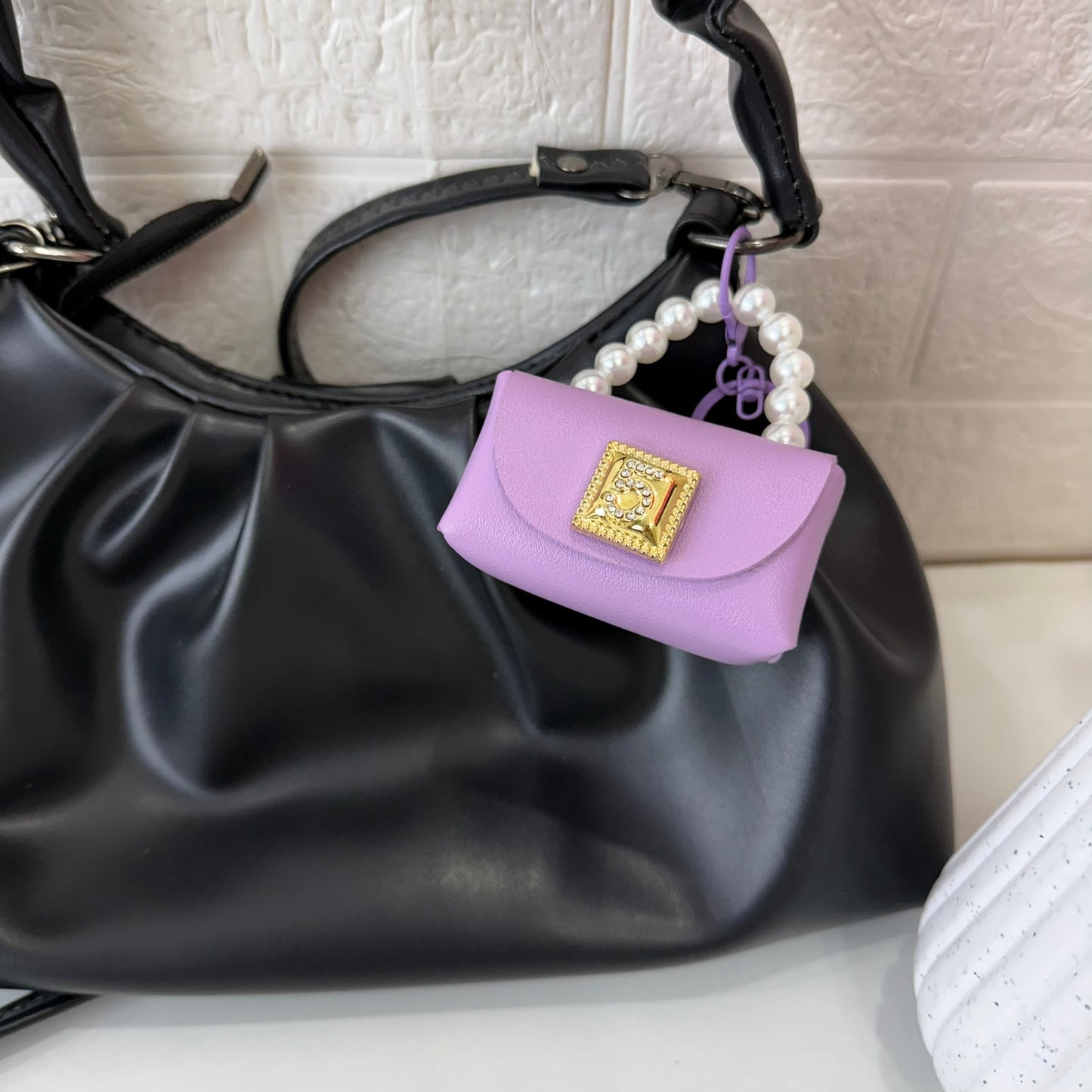 Leather Purple Bag Charm