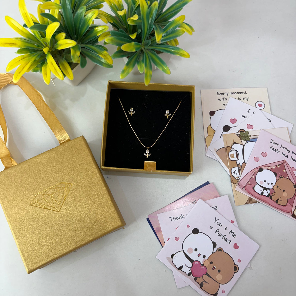Minimal Jewellery Set ( White Tulips )