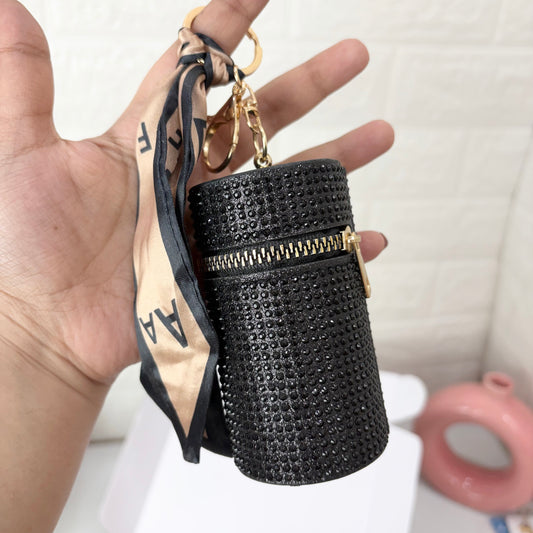 Black Crystal Bag Charm