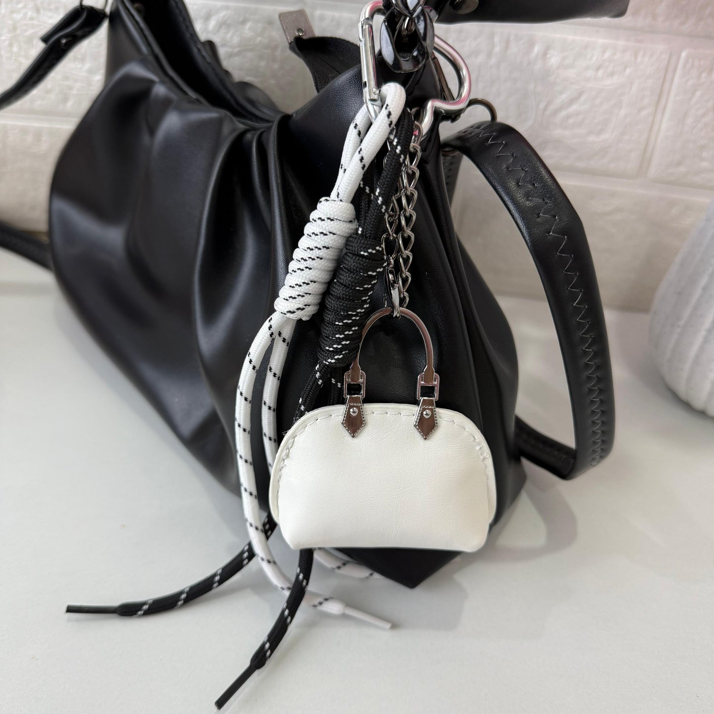 Mini Cute Bag Charm - White