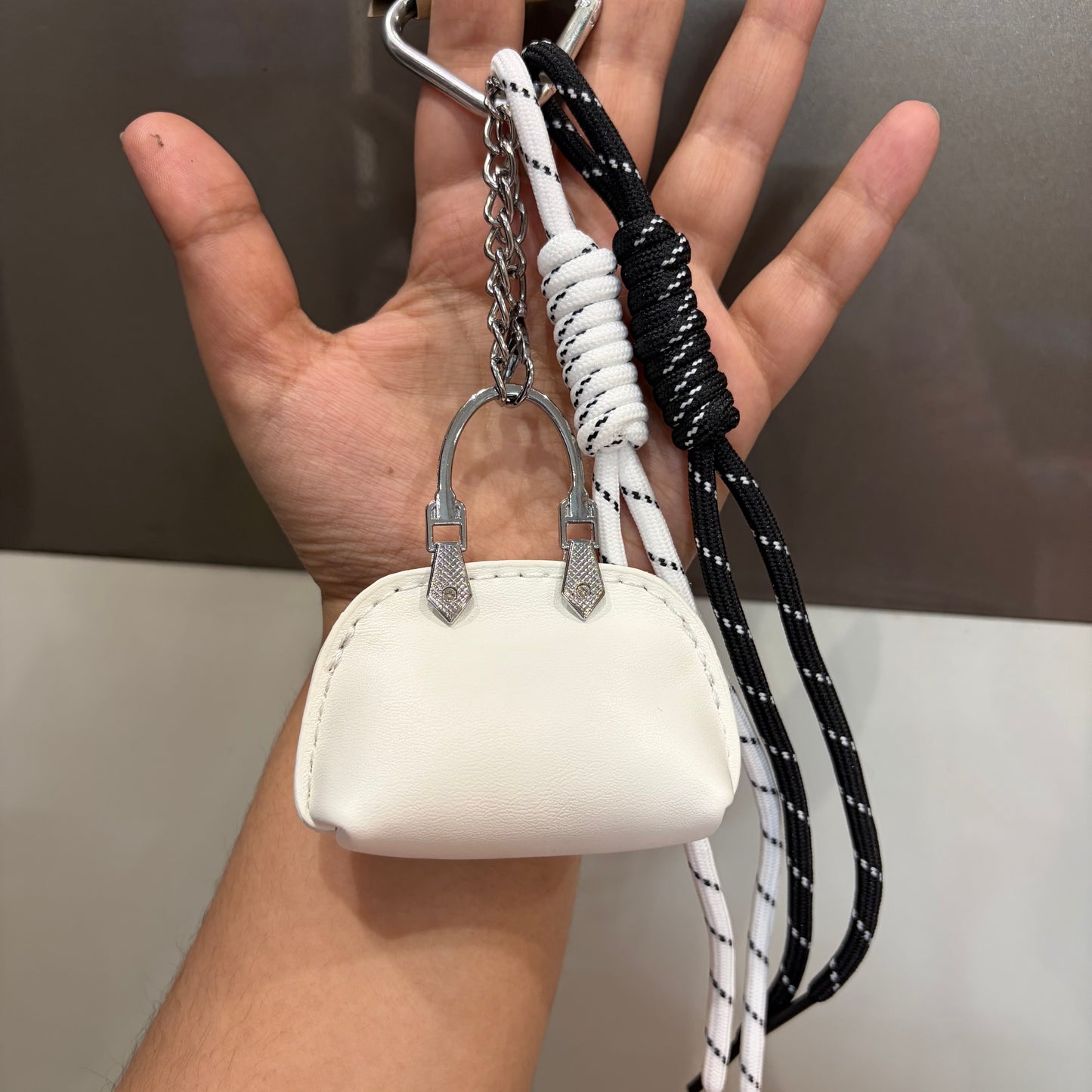 Mini Cute Bag Charm - White