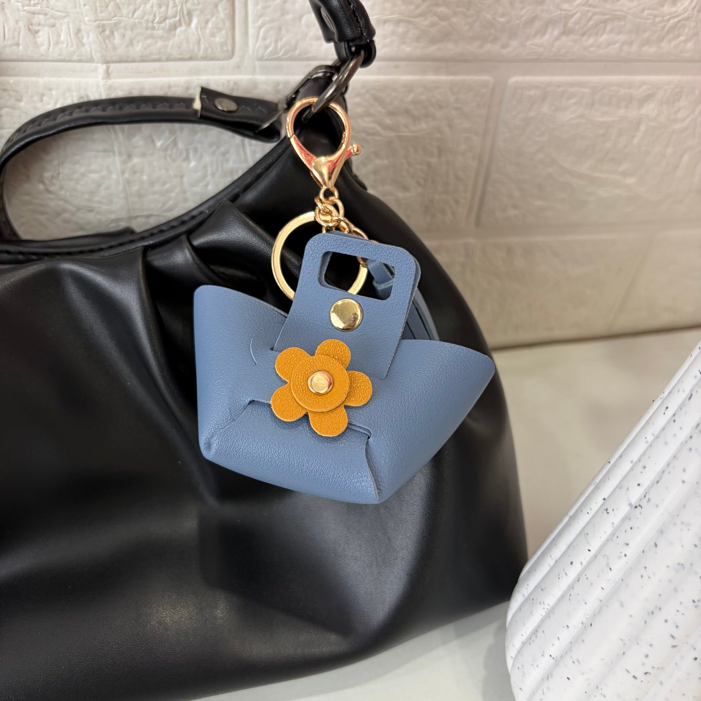 Mini Floral Blue Bag Charm