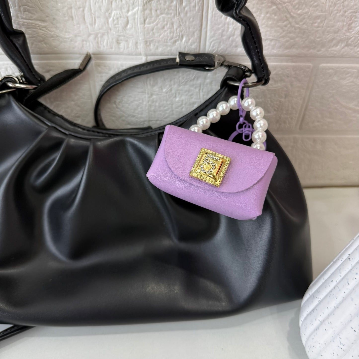 Leather Purple Bag Charm