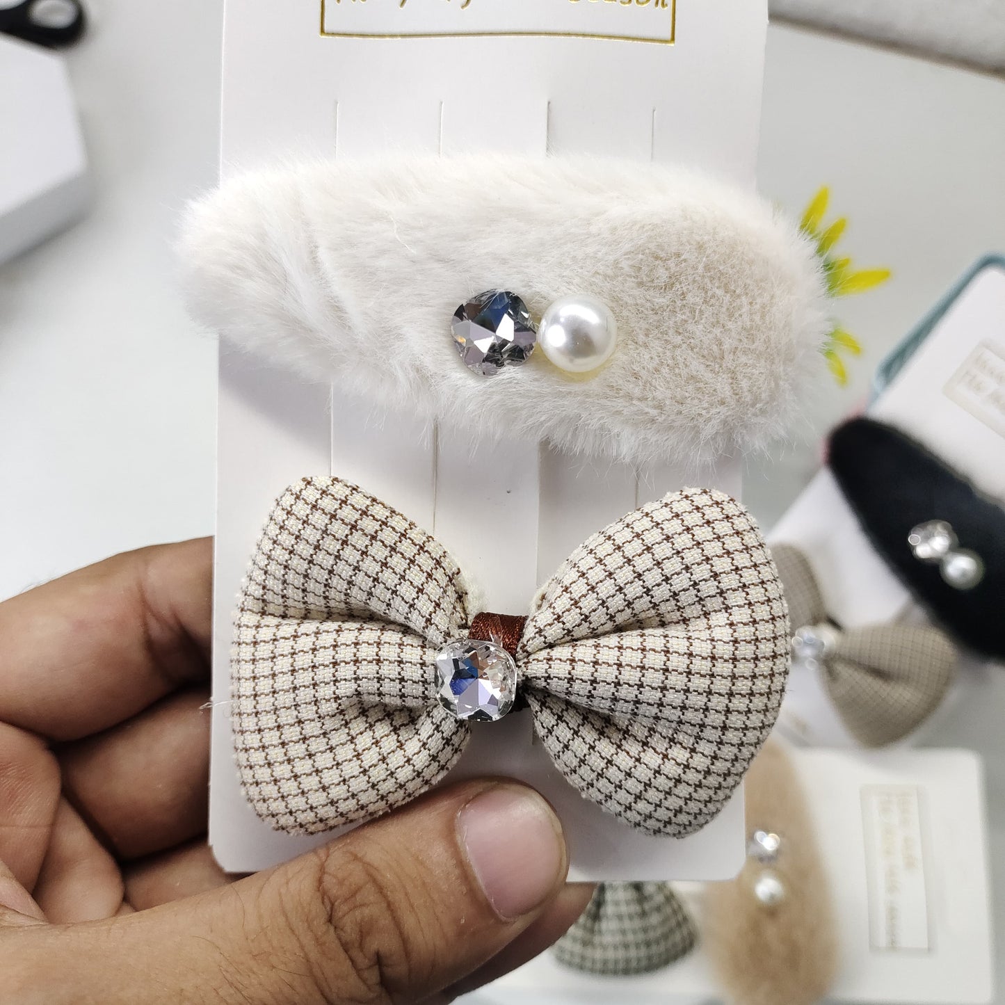 Fur Pins with bow