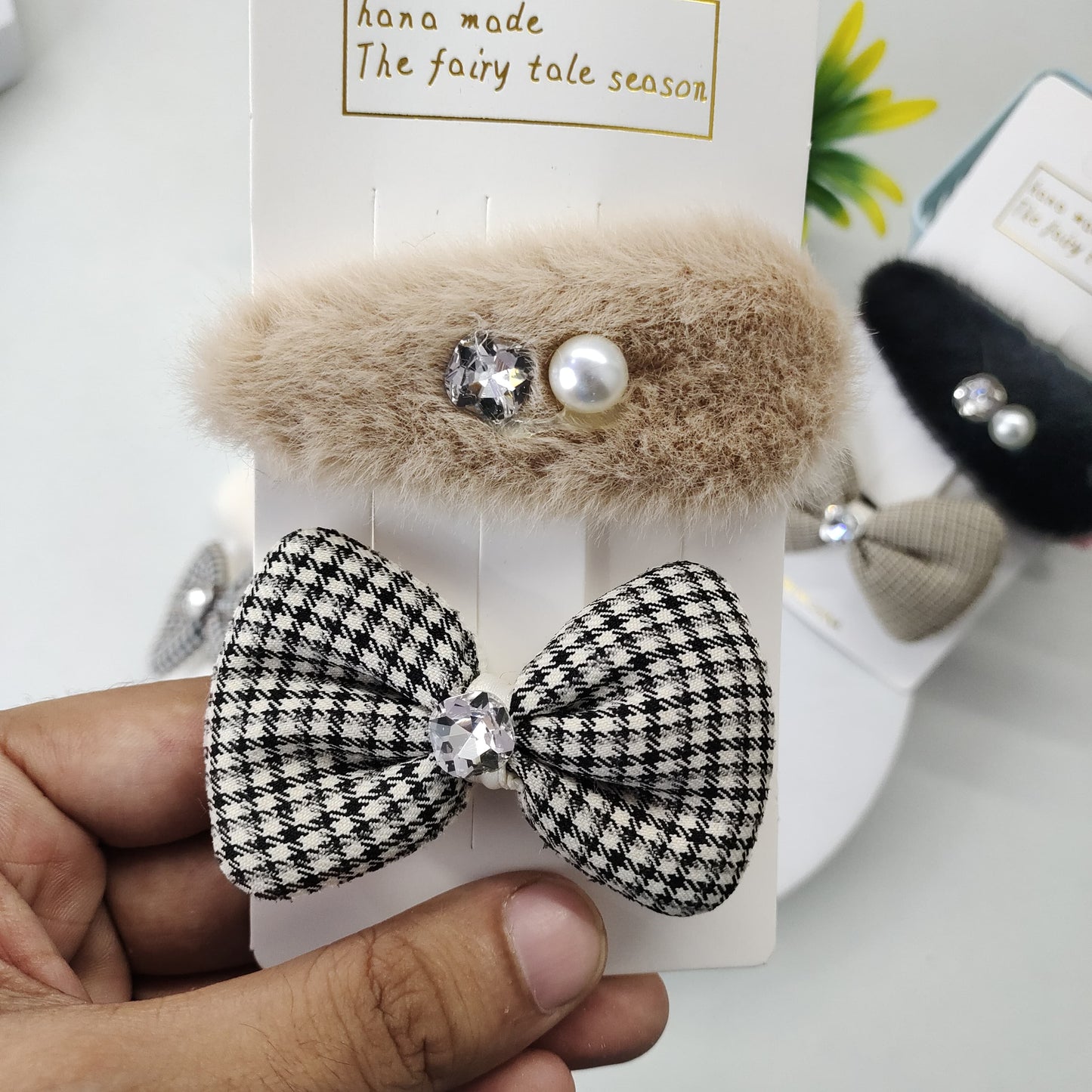 Fur Pins with bow