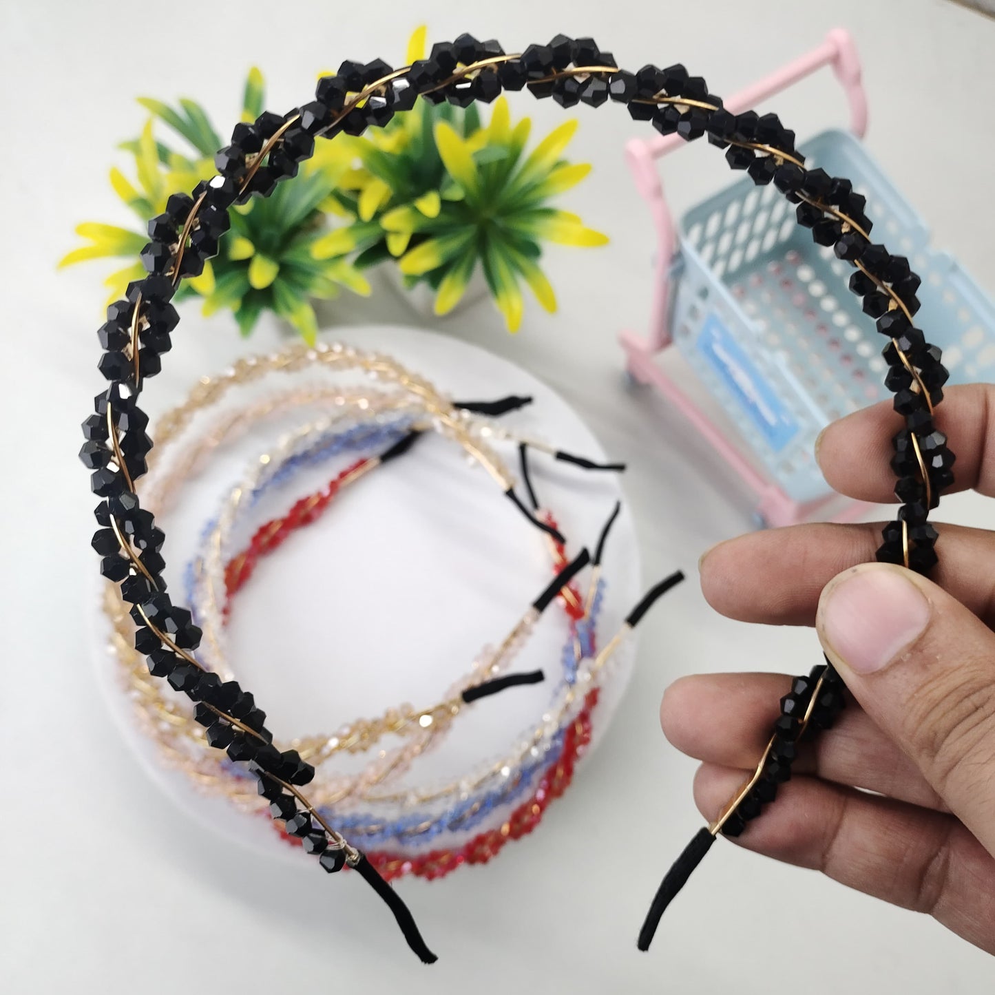 Stone Pearled Headband - Spiral