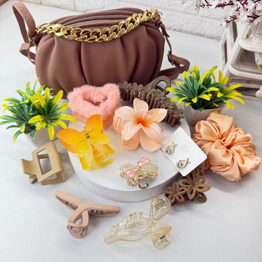 Cute Brown Hamper ( with HandBag )