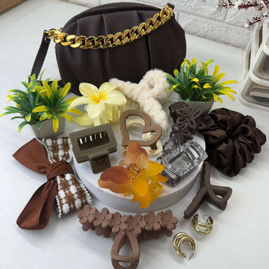 Cute Brown Hamper ( with HandBag )