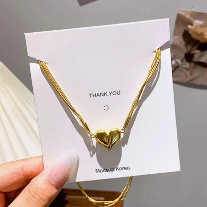 Anti-Tarnish Love Magnet Heart Neckpiece