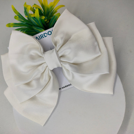 White Satin | Triple Layered hairbow